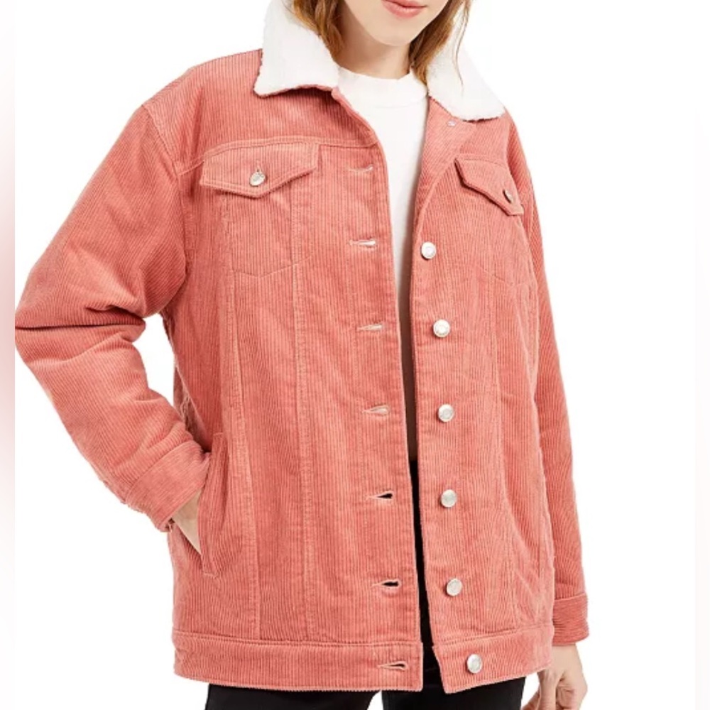Denim&Co | Pink and White Corduroy Soft Jacket size 4